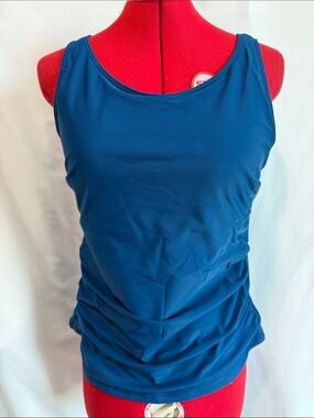Solid Blue Women's Swim Tankini Top